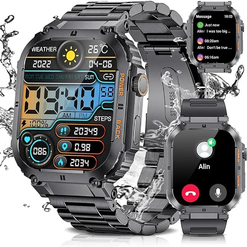 Smartwatch Square Watches For Men - LIGE Outdoor Sports Fitness Smartwatch For