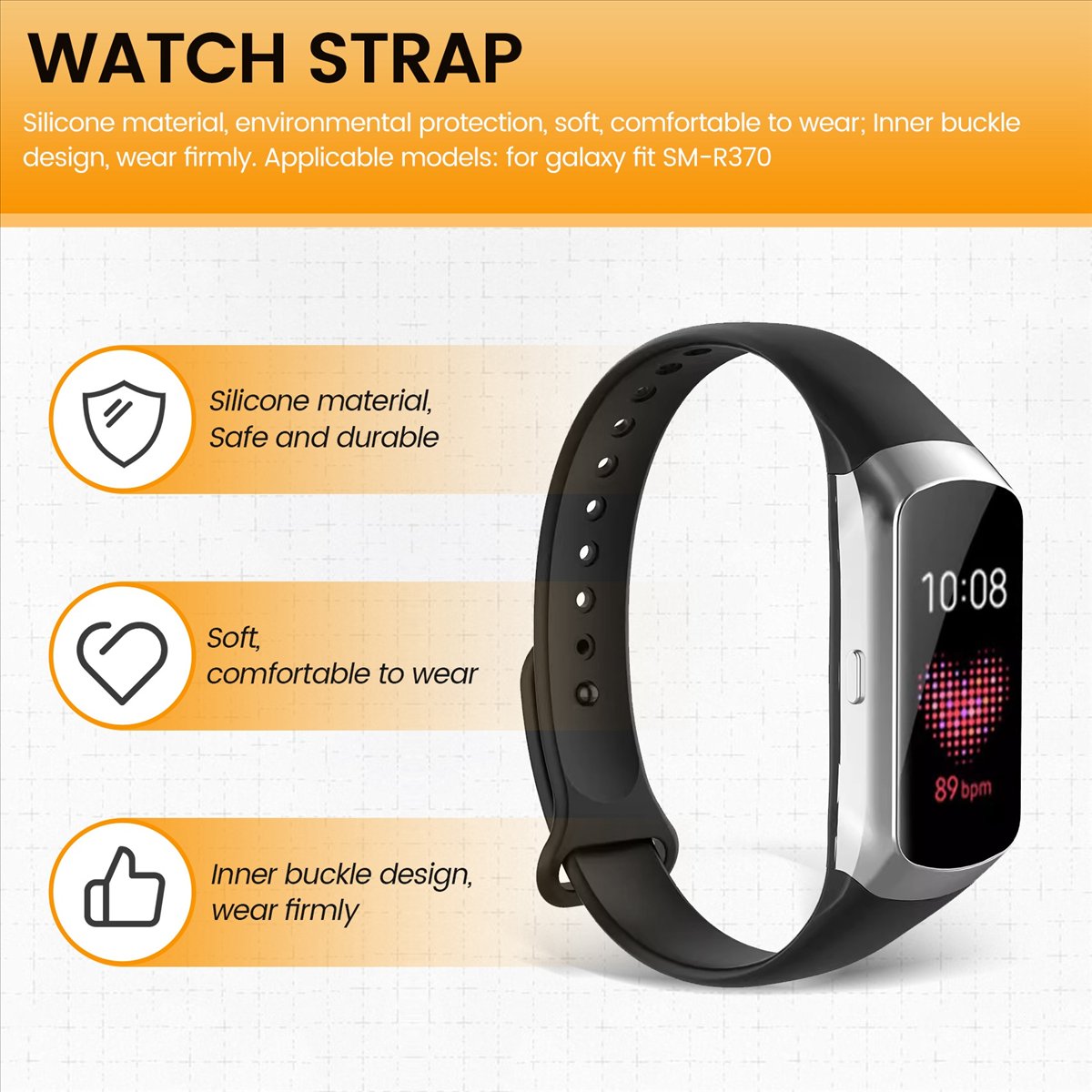 Silicone Sport Band - A49T Sport WatchBand Strap for Galaxy
