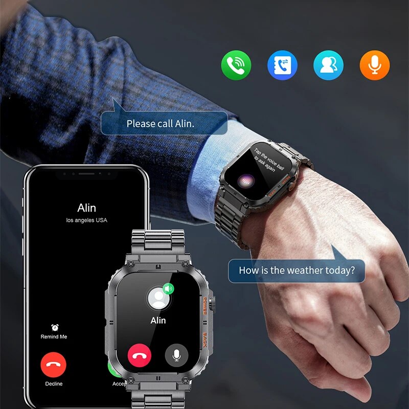 LIGE Outdoor Sports Fitness Sm - Smartwatch Square Watches For Men review and price