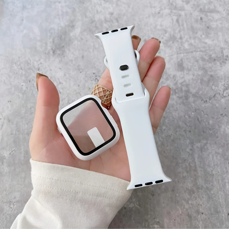 Glass+Case+band For Apple Watc - Silicone Sport Band review and price