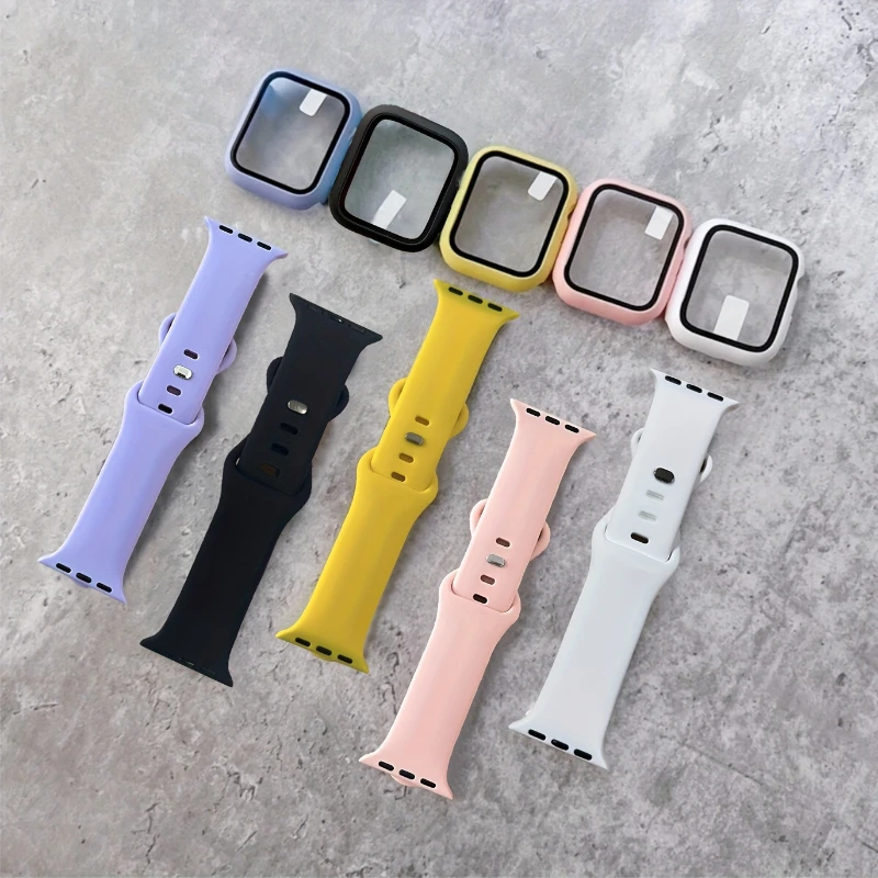 Glass+Case+band For Apple Watc - Silicone Sport Band review and price